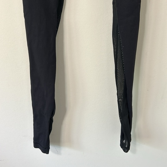 lululemon Align Super High Rise Pant Mesh Legs Black Stretch Back Black Logo - Picture 3 of 10